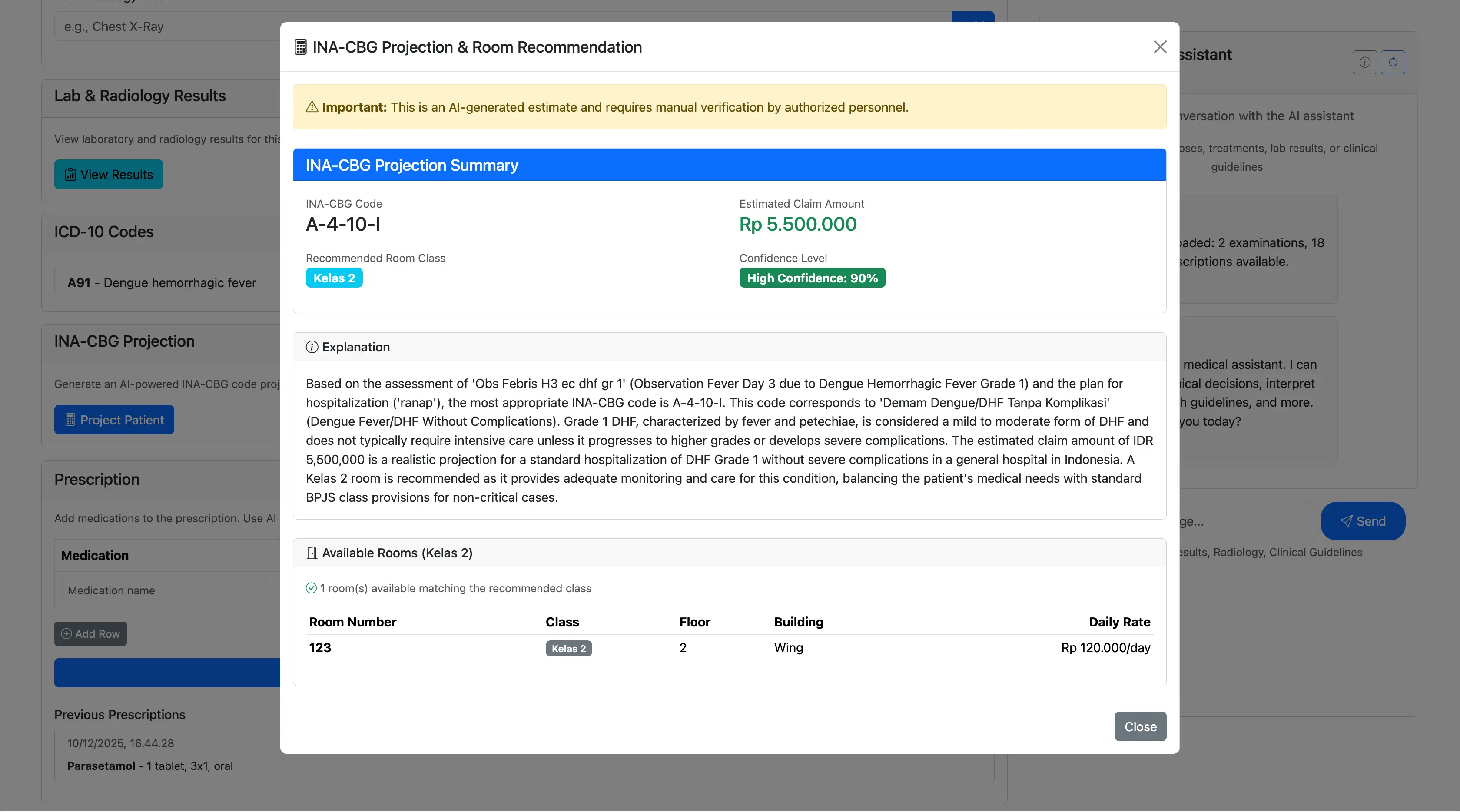 INA-CBG and Room Projection